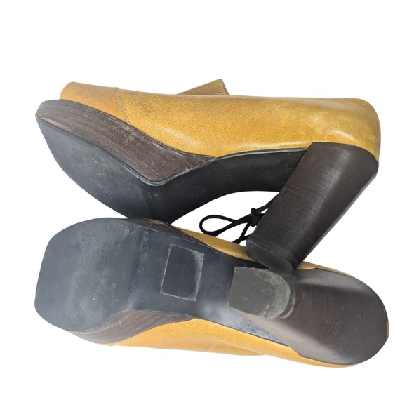John Fluevog Goldenrod Summertime Ashbury‎ Peep Toe Lace Up Platform Block Heel - Picture 8 of 9